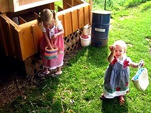 Little Ladies taking care of their Chicken Girls